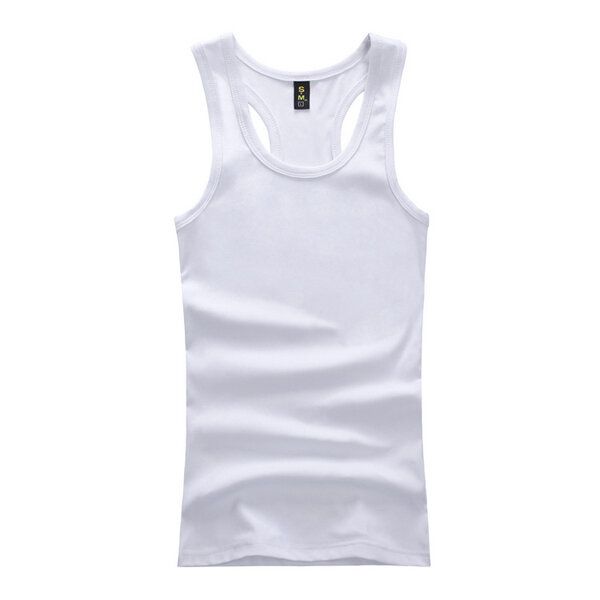 Chaleco De Cuello Redondo De Color Sólido Para Hombre Casual Sport Summer Cotton Slim Fit Tank Top