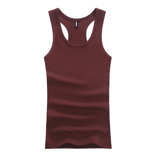 Chaleco De Cuello Redondo De Color Sólido Para Hombre Casual Sport Summer Cotton Slim Fit Tank Top