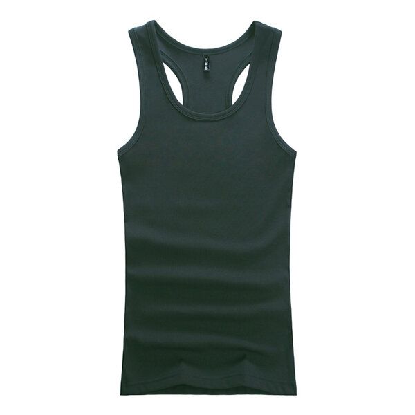 Chaleco De Cuello Redondo De Color Sólido Para Hombre Casual Sport Summer Cotton Slim Fit Tank Top