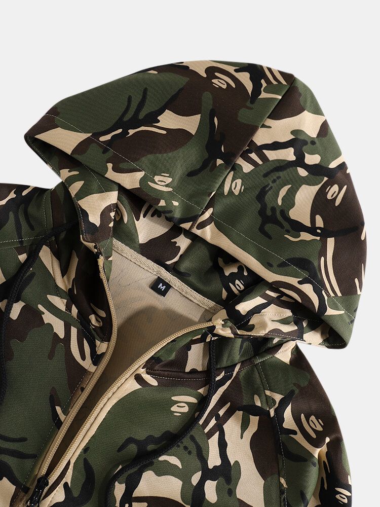 Chaqueta Con Capucha Con Estampado De Camuflaje Para Hombre Pantalones Deportivos Trajes Casuales De Dos Piezas