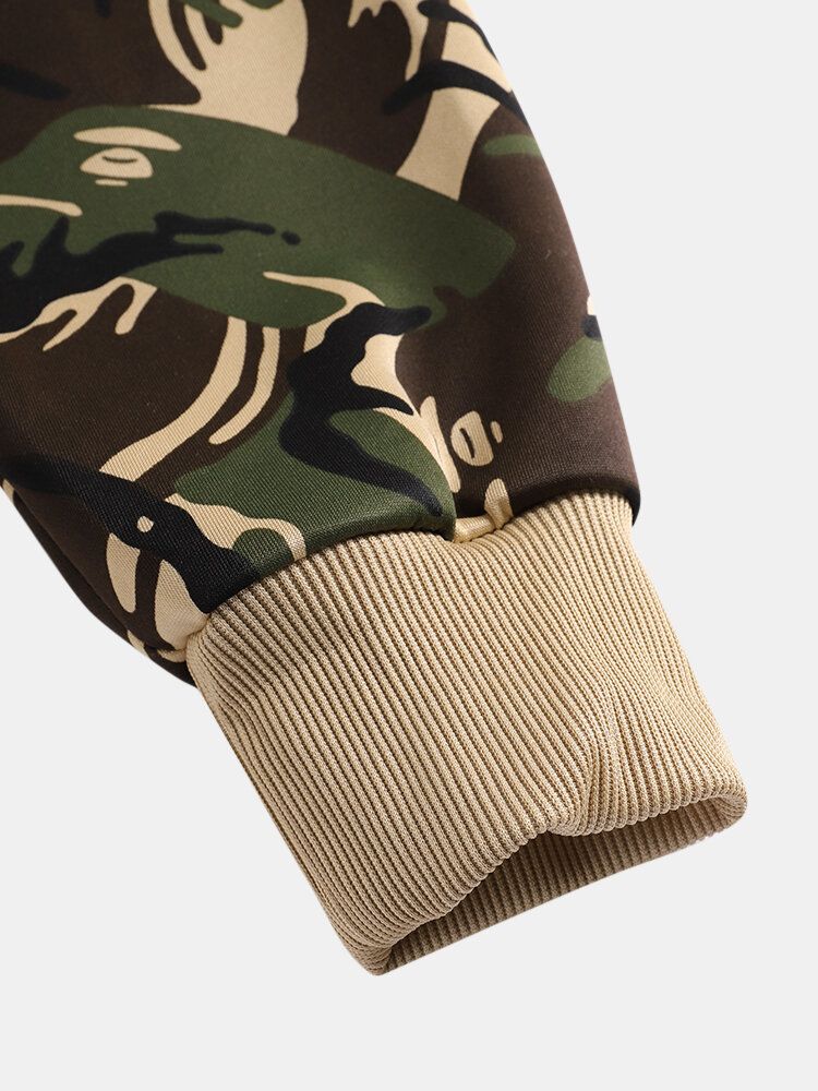 Chaqueta Con Capucha Con Estampado De Camuflaje Para Hombre Pantalones Deportivos Trajes Casuales De Dos Piezas