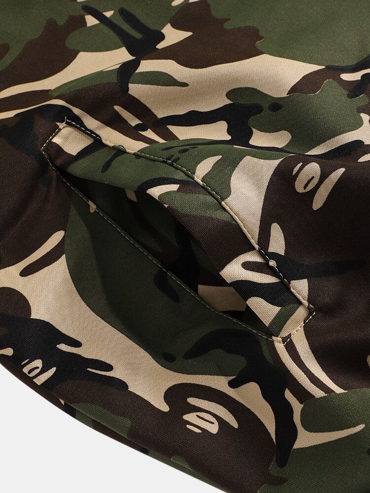 Chaqueta Con Capucha Con Estampado De Camuflaje Para Hombre Pantalones Deportivos Trajes Casuales De Dos Piezas