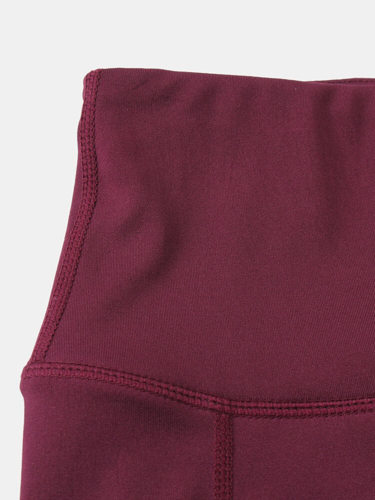 Fitness Yoga Mujer Elasticidad Pantalones Cortos Deportivos De Cintura Alta De Color Sólido De Secado Rápido