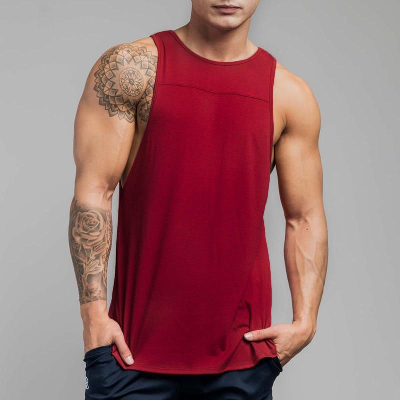 Hombre Gym Muscle Fitness Sports Chaleco De Color Sólido Camisetas Sin Mangas