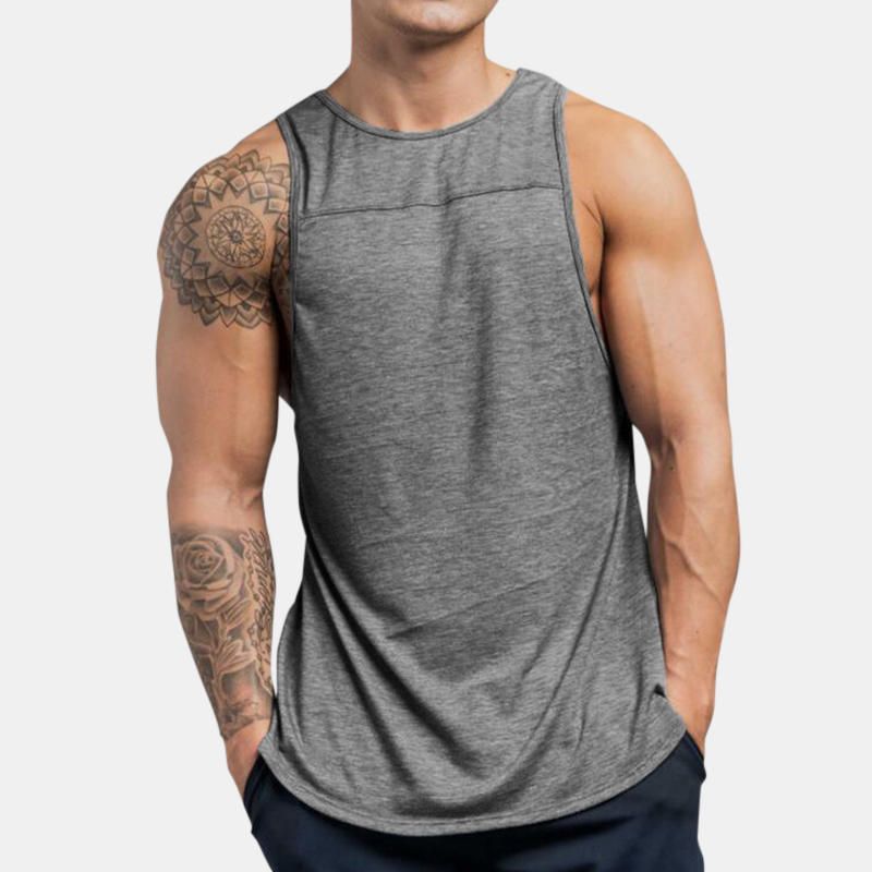 Hombre Gym Muscle Fitness Sports Chaleco De Color Sólido Camisetas Sin Mangas