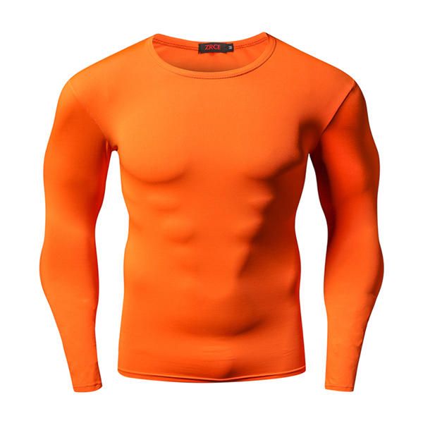 Hombre Pro Sports Training Camisetas De Manga Larga Camiseta De Running Ajustada Elástica De Secado Rápido Transpirable