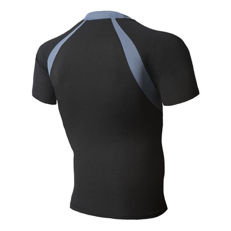 Hombre Running Fitness Slim Camiseta De Secado Rápido Tops De Manga Corta Con Bloques De Color Transpirable