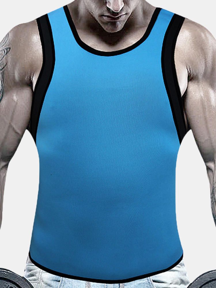 Hombre Talla Grande Bien Absorbente Adelgazante Compresión Body Shaper Patchwork Sweat Tank Tops Camiseta