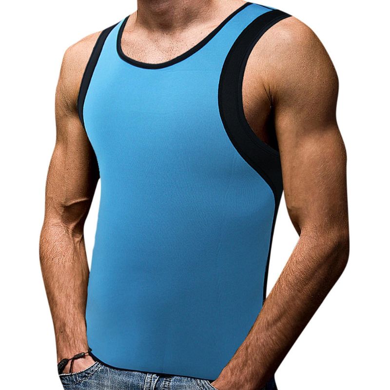 Hombre Talla Grande Bien Absorbente Adelgazante Compresión Body Shaper Patchwork Sweat Tank Tops Camiseta