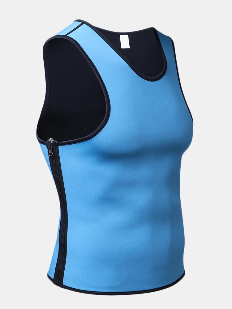 Hombre Talla Grande Cremallera Lateral Para Adelgazar Ropa Interior Shaper Sweat Sport Compression Tank Tops