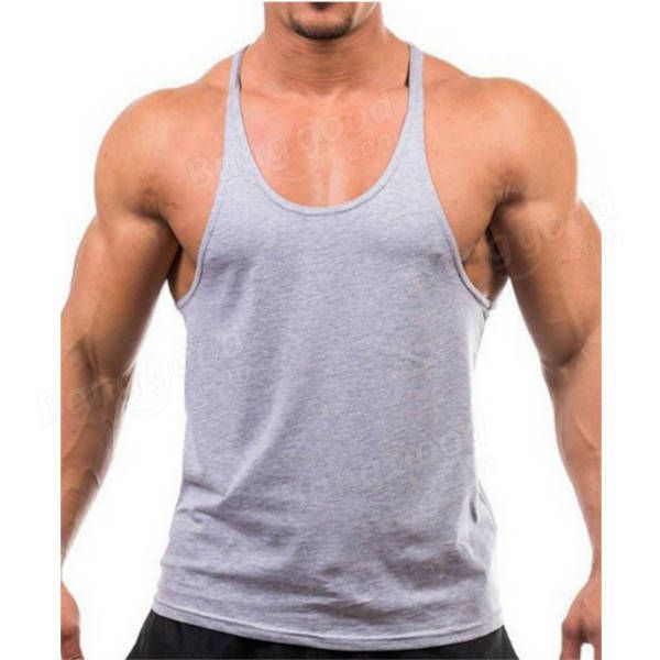 Hombres Verano Algodón Liso Gimnasio Camiseta Sin Mangas Camiseta Sin Mangas Entrenamiento Bodybuilding Singlet