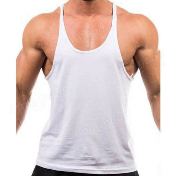 Hombres Verano Algodón Liso Gimnasio Camiseta Sin Mangas Camiseta Sin Mangas Entrenamiento Bodybuilding Singlet