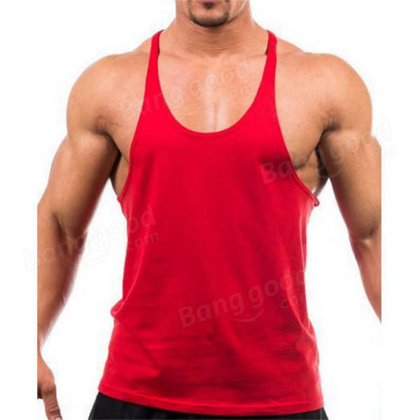 Hombres Verano Algodón Liso Gimnasio Camiseta Sin Mangas Camiseta Sin Mangas Entrenamiento Bodybuilding Singlet