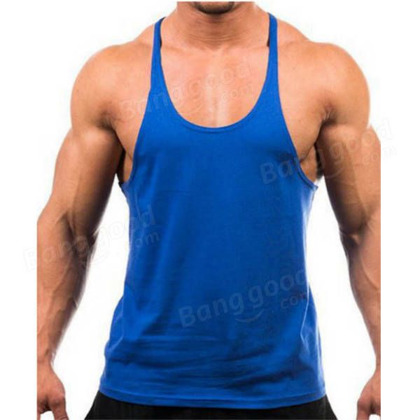 Hombres Verano Algodón Liso Gimnasio Camiseta Sin Mangas Camiseta Sin Mangas Entrenamiento Bodybuilding Singlet