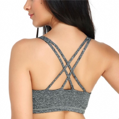 Kisslace Sujetador Deportivo Sin Costuras Acolchado Inalámbrico De Cobertura Total Criss Cross Para Mujer