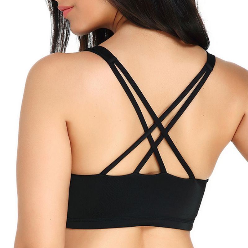 Kisslace Sujetador Deportivo Sin Costuras Acolchado Inalámbrico De Cobertura Total Criss Cross Para Mujer