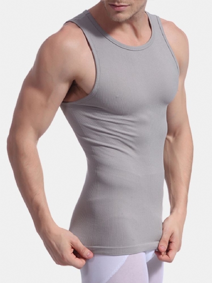 Medias Para Esculpir El Cuerpo Del Hilo De Los Hombres Chaleco Sexy Cintura Elástica Alta Tummy Tuck Camisetas Sin Mangas Deportivas