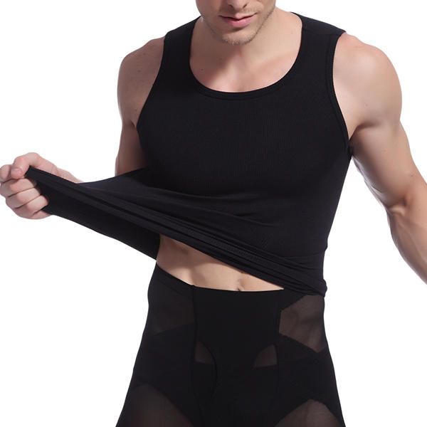 Medias Para Esculpir El Cuerpo Del Hilo De Los Hombres Chaleco Sexy Cintura Elástica Alta Tummy Tuck Camisetas Sin Mangas Deportivas