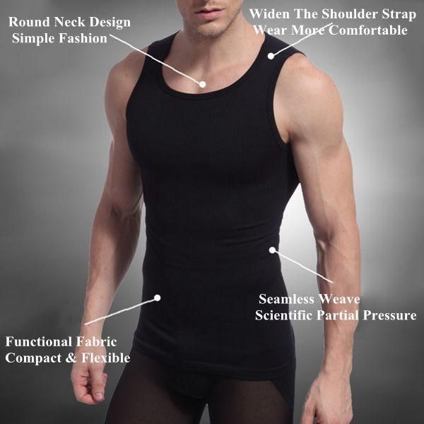 Medias Para Esculpir El Cuerpo Del Hilo De Los Hombres Chaleco Sexy Cintura Elástica Alta Tummy Tuck Camisetas Sin Mangas Deportivas