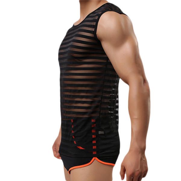 Moda Casual Para Hombre Deportes Transpirable Culturismo Sin Mangas Chaleco De Fitness Con Aberturas Bajas Camisetas Sin Mangas