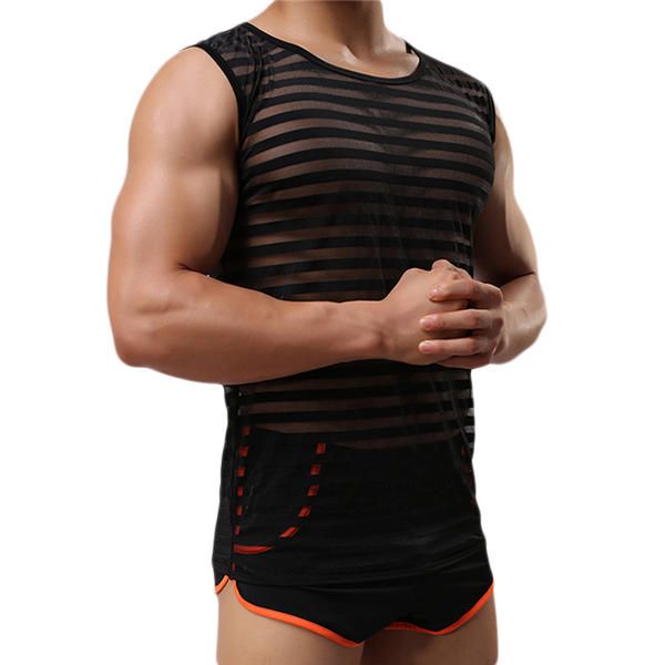 Moda Casual Para Hombre Deportes Transpirable Culturismo Sin Mangas Chaleco De Fitness Con Aberturas Bajas Camisetas Sin Mangas