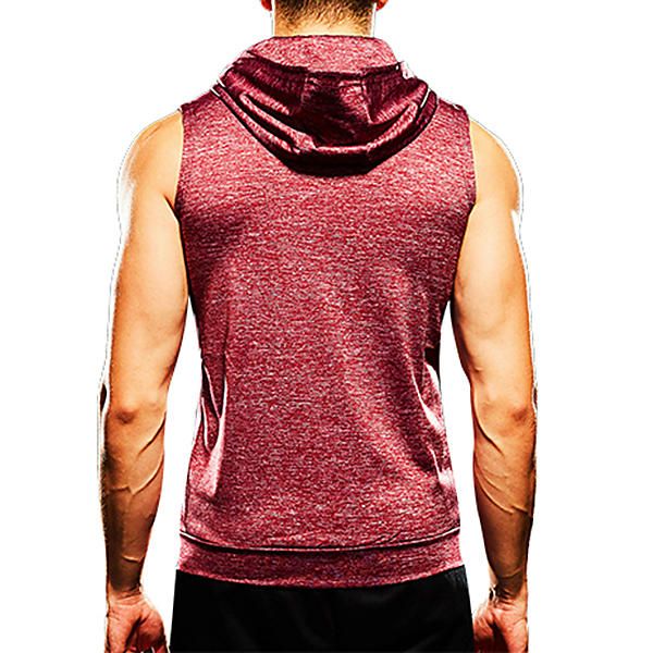 Moda Para Hombre Zip Up Fitness Correr Chaleco Con Capucha Casual Secado Rápido Gym Sudaderas Deportivas Camisetas Sin Mangas