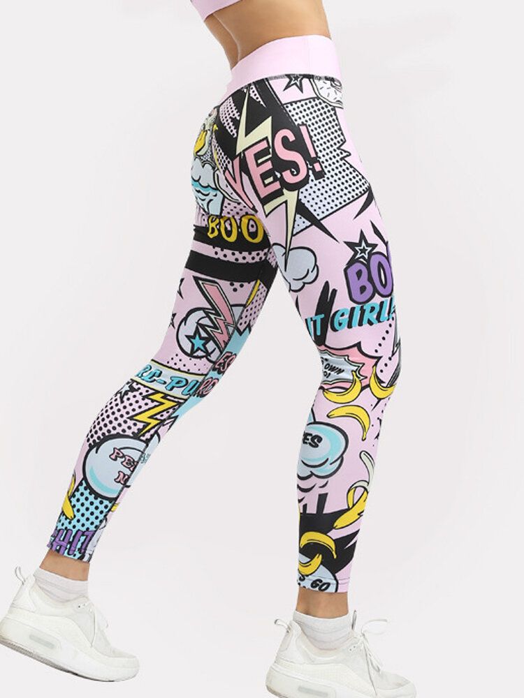 Mujeres Casual Fuit Letter Print Yoga Pantalones De Cintura Alta Sujetador Deportivo Conjuntos De Dos Piezas