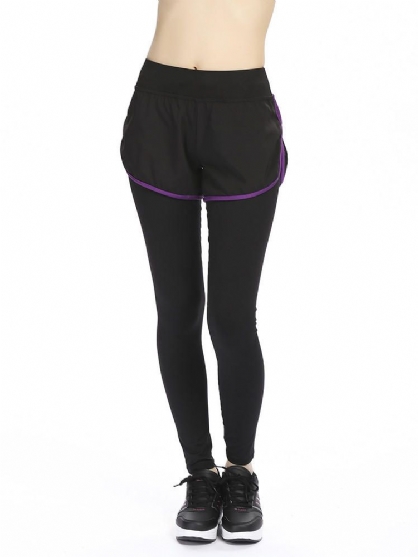 Mujeres Fitness Yoga Entrenamiento Ocio Elástico Falso Noveno Pantalón De Dos Piezas Leggings Ropa Deportiva