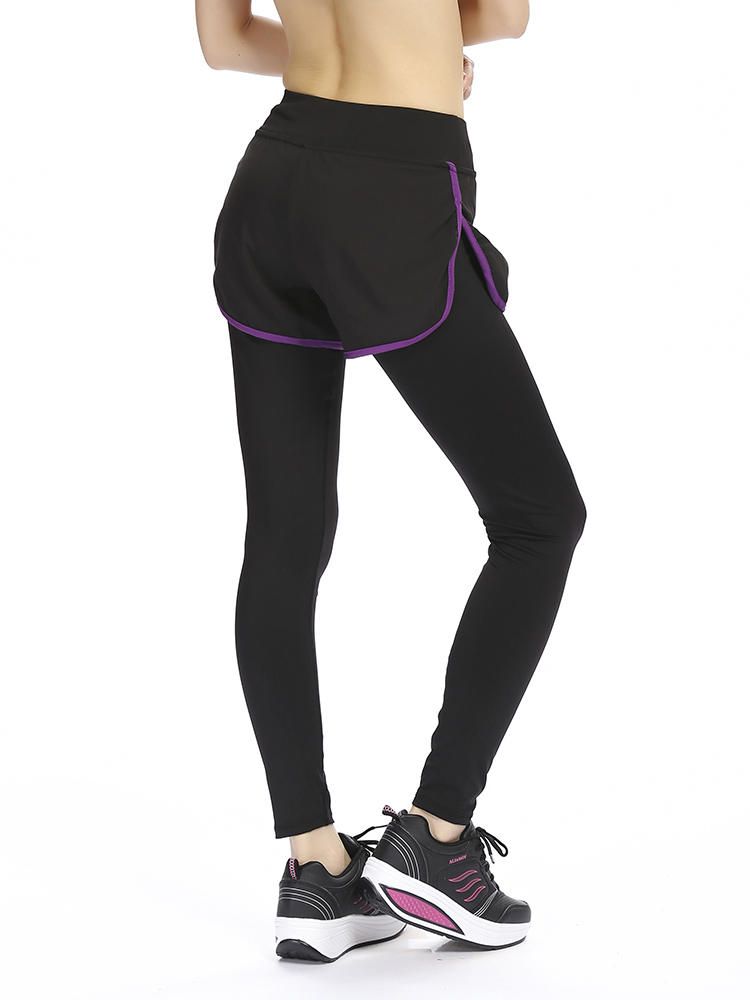 Mujeres Fitness Yoga Entrenamiento Ocio Elástico Falso Noveno Pantalón De Dos Piezas Leggings Ropa Deportiva