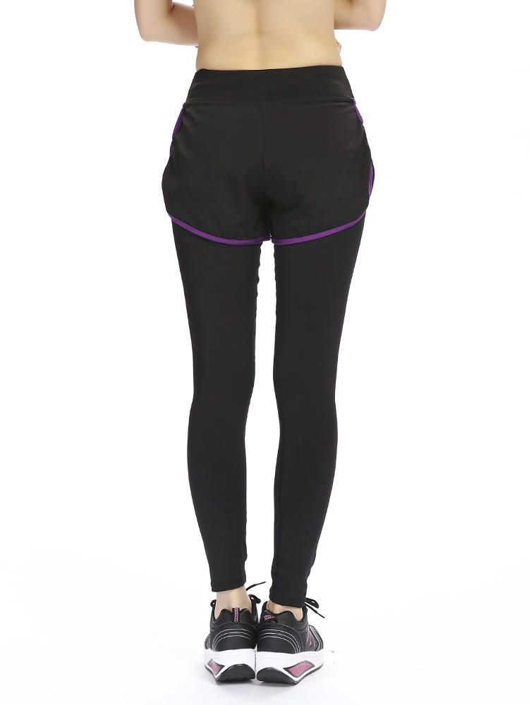 Mujeres Fitness Yoga Entrenamiento Ocio Elástico Falso Noveno Pantalón De Dos Piezas Leggings Ropa Deportiva