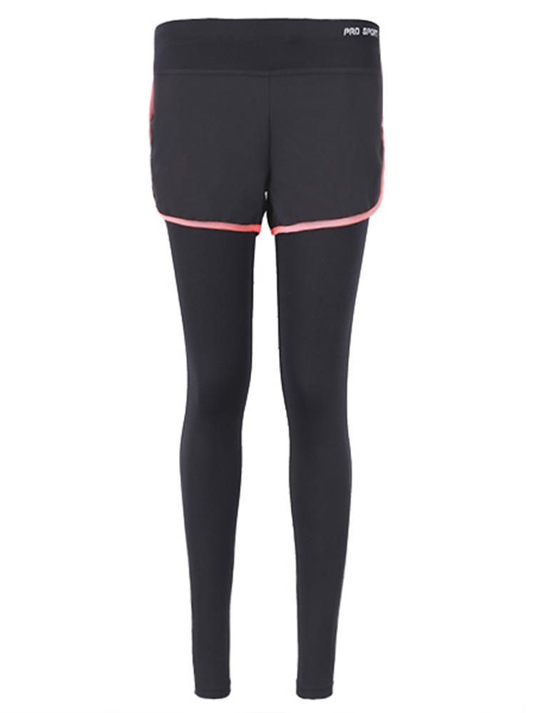 Mujeres Fitness Yoga Entrenamiento Ocio Elástico Falso Noveno Pantalón De Dos Piezas Leggings Ropa Deportiva