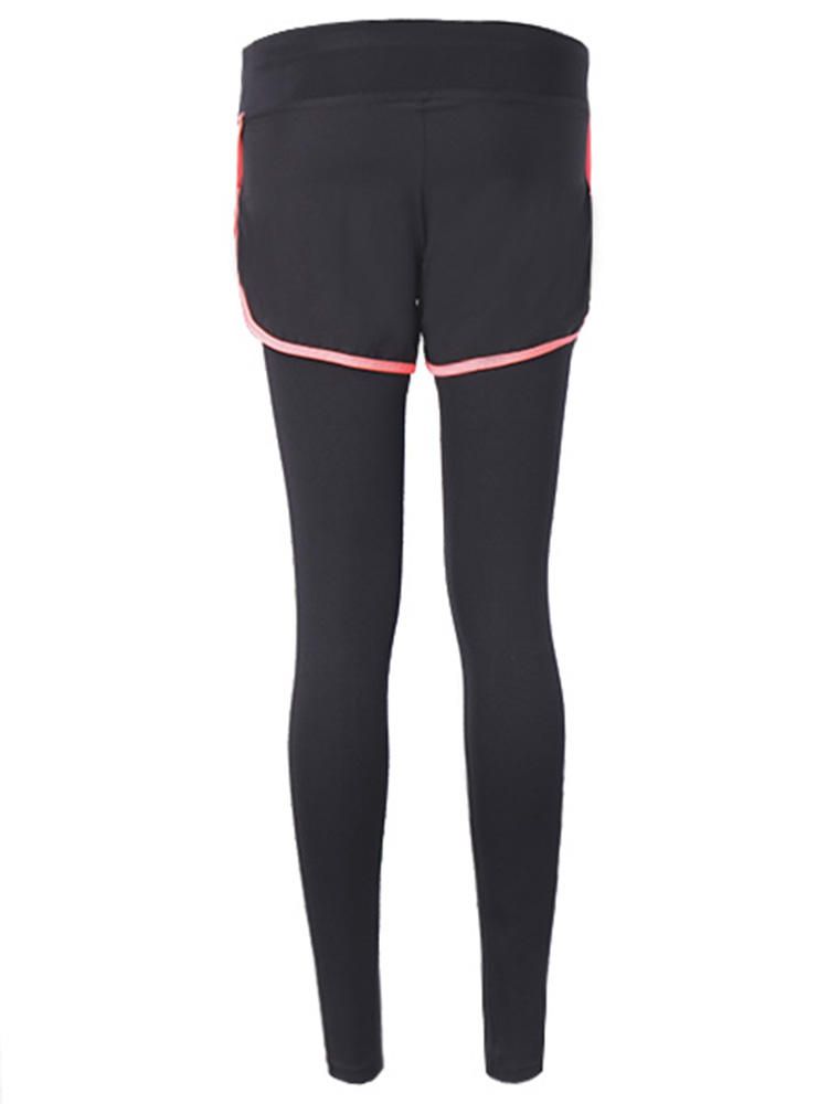 Mujeres Fitness Yoga Entrenamiento Ocio Elástico Falso Noveno Pantalón De Dos Piezas Leggings Ropa Deportiva