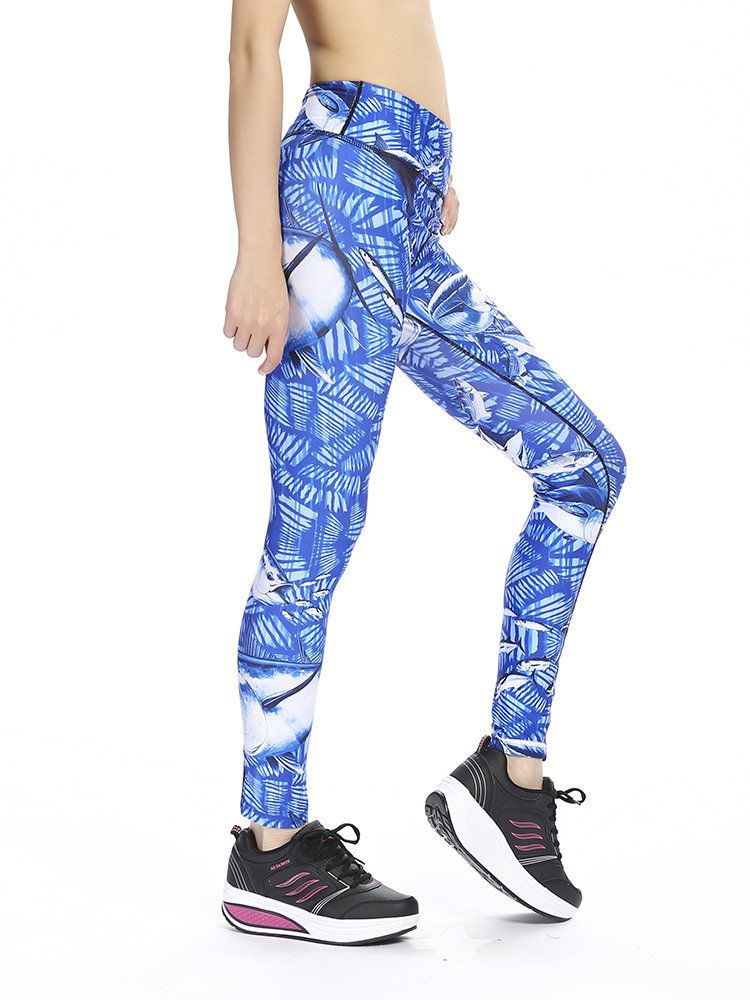 Mujeres Tallas Grandes Slim Dry-dry Print Stretched Gym Running Ninth Yoga Pants