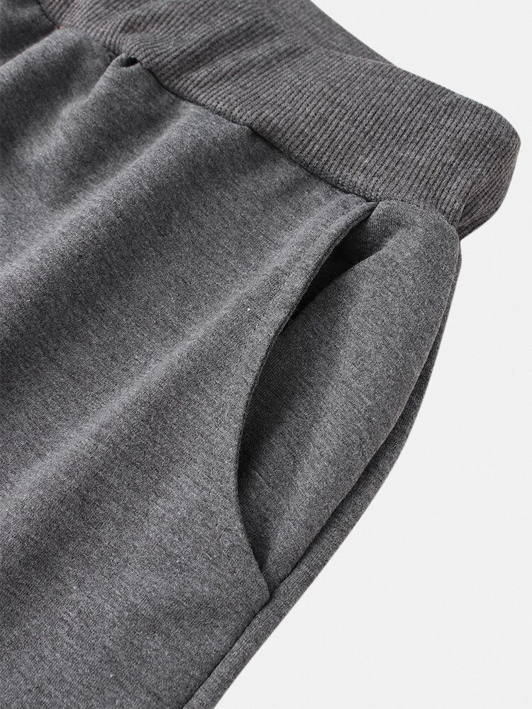 Pantalones De Chándal Con Cordón De Múltiples Bolsillos De Algodón De Color Sólido Para Hombre