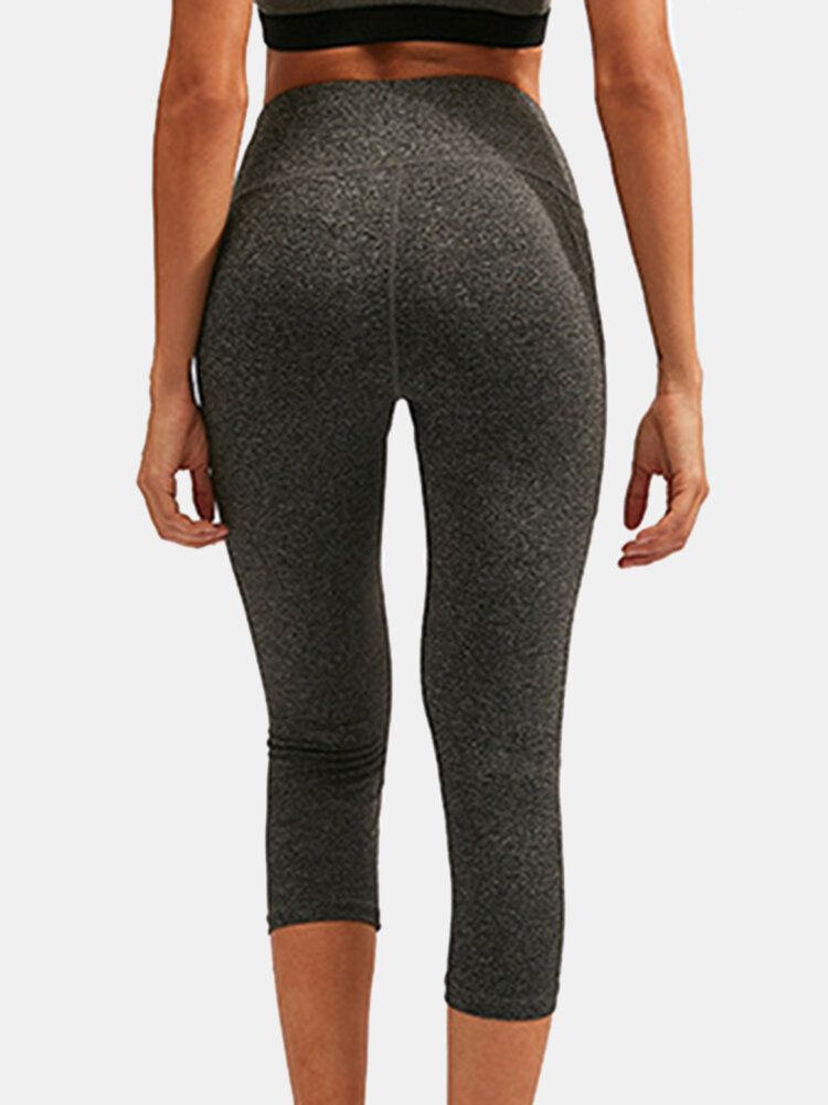 Pantalones De Cintura Alta De Yoga Deportivo Que Absorben La Humedad De Color Sólido Para Mujer