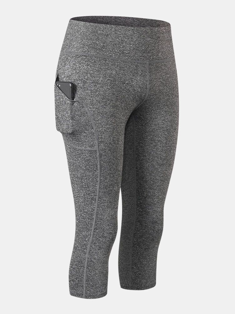 Pantalones De Cintura Alta De Yoga Deportivo Que Absorben La Humedad De Color Sólido Para Mujer