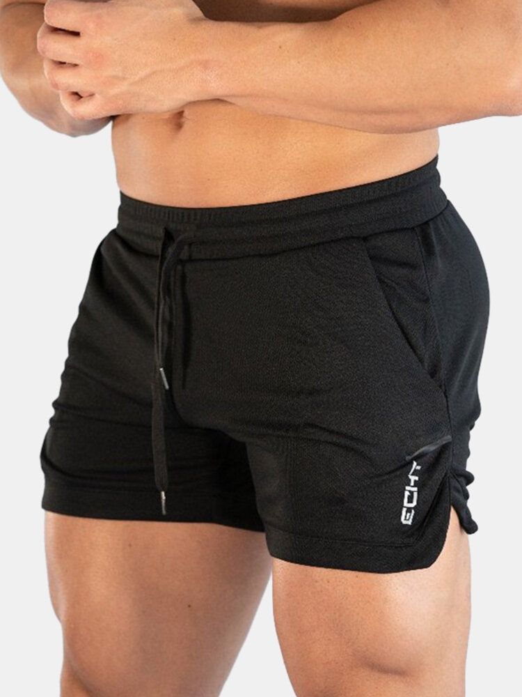 Pantalones Cortos De Cintura Con Cordón De Playa Elásticos Finos Y Sueltos Deportivos De Secado Rápido De Color Sólido Para Hombre