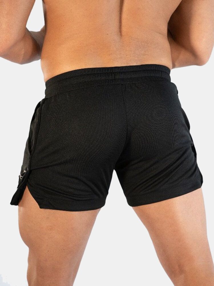 Pantalones Cortos De Cintura Con Cordón De Playa Elásticos Finos Y Sueltos Deportivos De Secado Rápido De Color Sólido Para Hombre