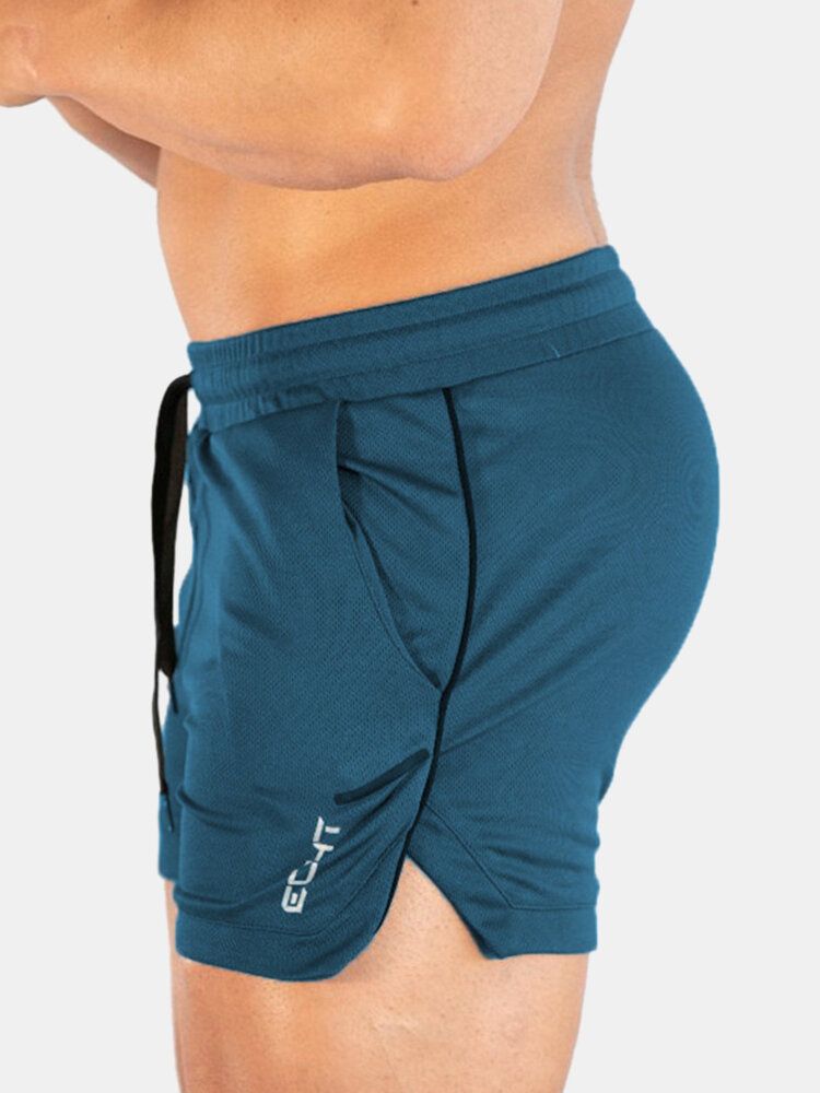 Pantalones Cortos De Cintura Con Cordón De Playa Elásticos Finos Y Sueltos Deportivos De Secado Rápido De Color Sólido Para Hombre