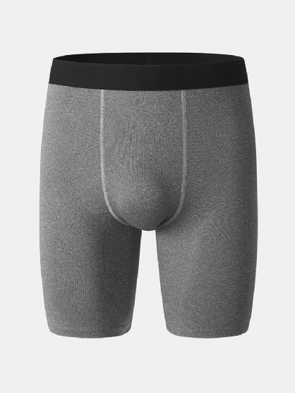 Pantalones Cortos Deportivos Deportivos De Cintura Media Ajustados Transpirables De Secado Rápido De Color Sólido Para Hombre