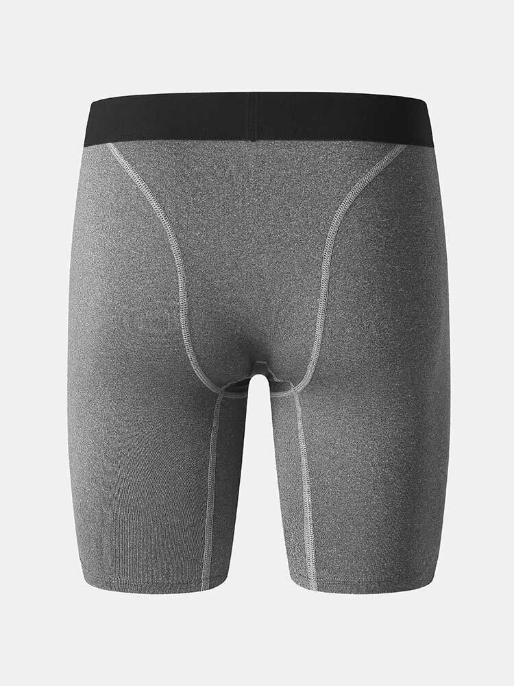 Pantalones Cortos Deportivos Deportivos De Cintura Media Ajustados Transpirables De Secado Rápido De Color Sólido Para Hombre