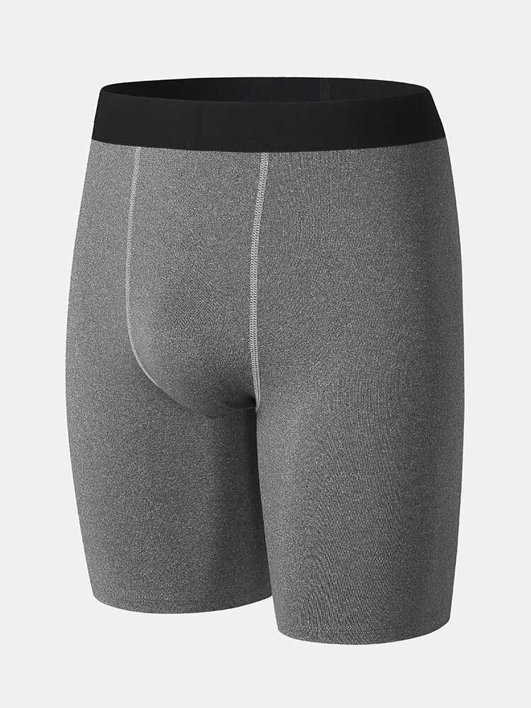 Pantalones Cortos Deportivos Deportivos De Cintura Media Ajustados Transpirables De Secado Rápido De Color Sólido Para Hombre