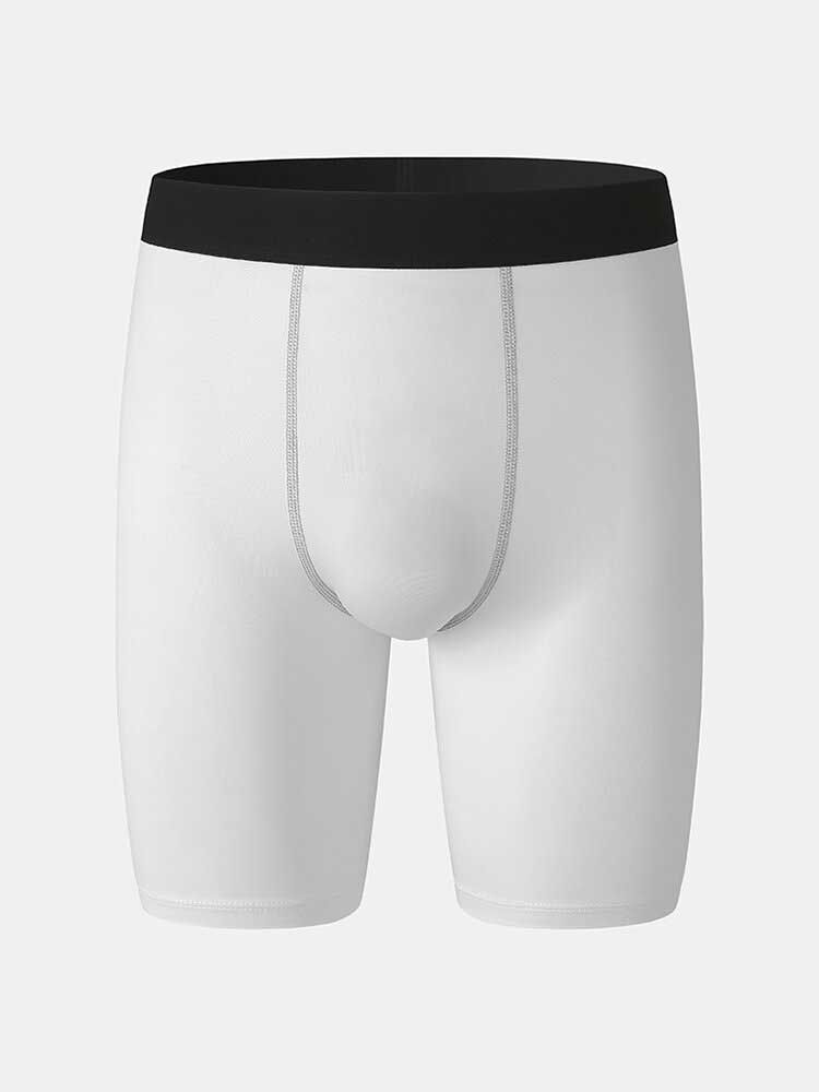 Pantalones Cortos Deportivos Deportivos De Cintura Media Ajustados Transpirables De Secado Rápido De Color Sólido Para Hombre