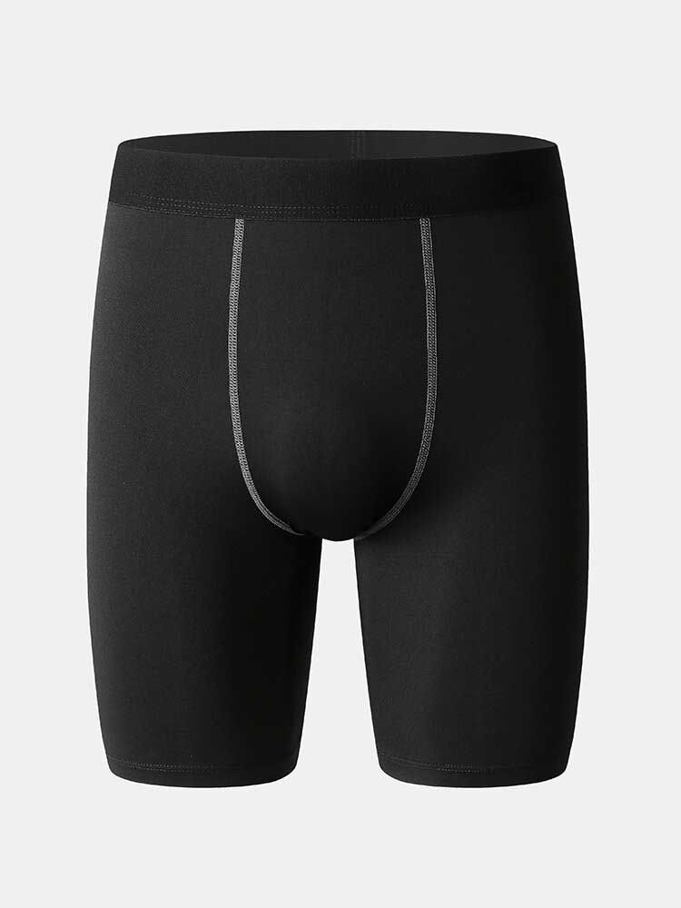 Pantalones Cortos Deportivos Deportivos De Cintura Media Ajustados Transpirables De Secado Rápido De Color Sólido Para Hombre