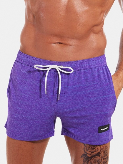 Pantalones Cortos Deportivos Con Cordón De Bolsillo De Secado Rápido De Color Sólido Para Hombre