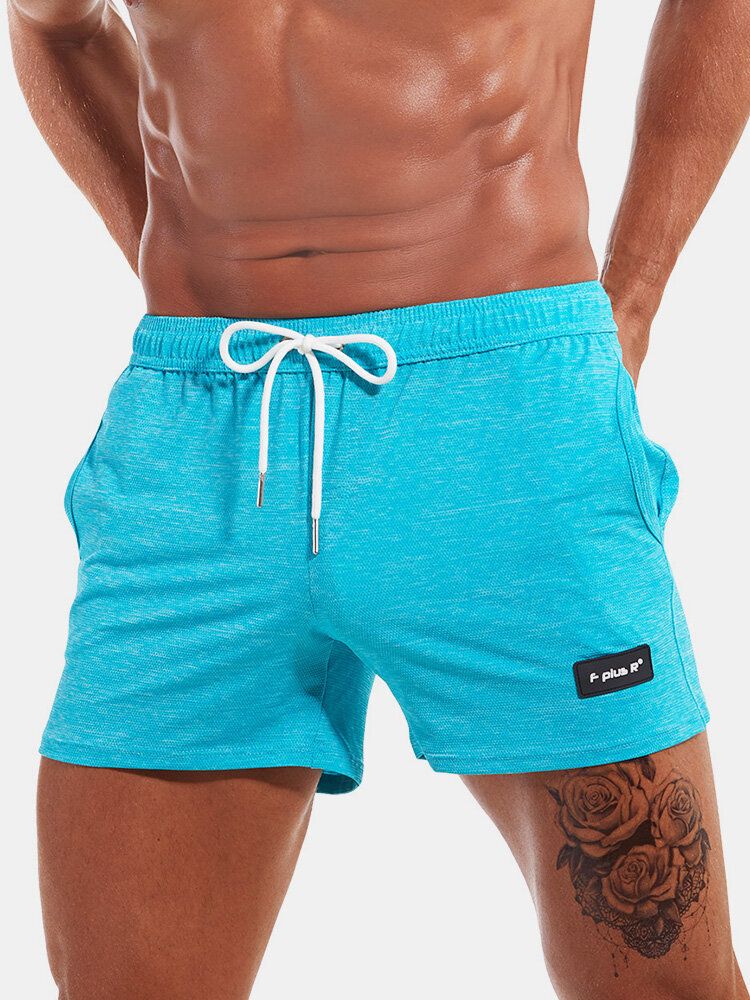 Pantalones Cortos Deportivos Con Cordón De Bolsillo De Secado Rápido De Color Sólido Para Hombre