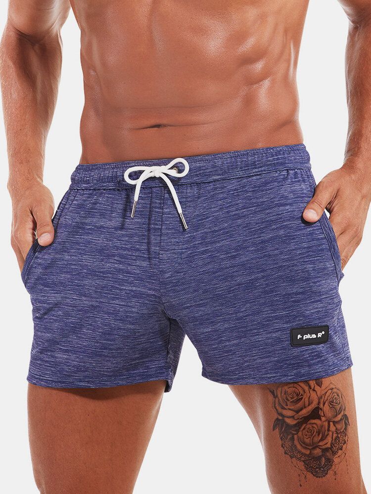 Pantalones Cortos Deportivos Con Cordón De Bolsillo De Secado Rápido De Color Sólido Para Hombre