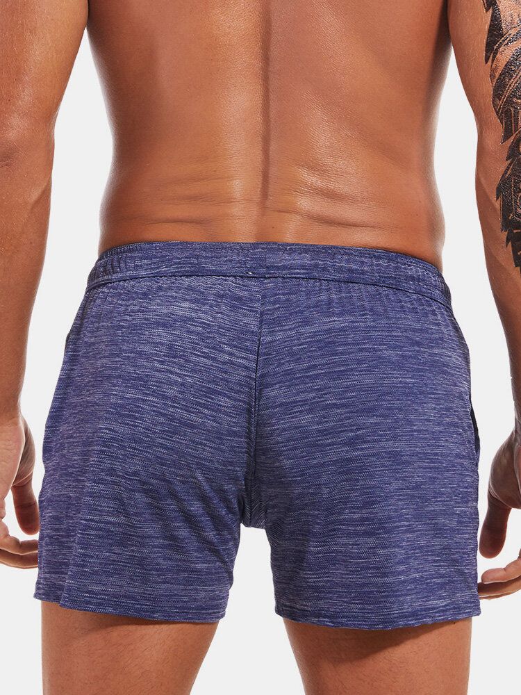 Pantalones Cortos Deportivos Con Cordón De Bolsillo De Secado Rápido De Color Sólido Para Hombre