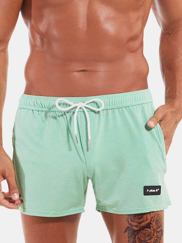 Pantalones Cortos Deportivos Con Cordón De Bolsillo De Secado Rápido De Color Sólido Para Hombre