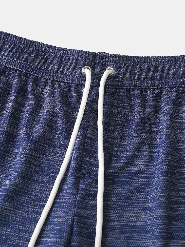 Pantalones Cortos Deportivos Con Cordón De Bolsillo De Secado Rápido De Color Sólido Para Hombre